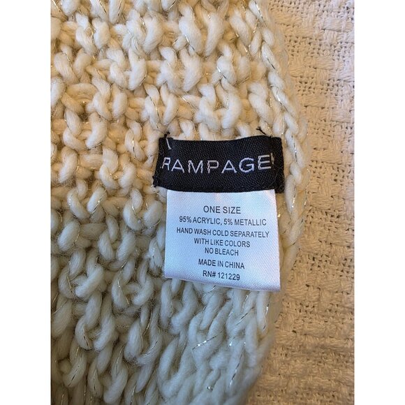 Hand-Knit Cream with Gold Threading Pom-Pom Hat & Skinny Scarf Set - Picture 4 of 4